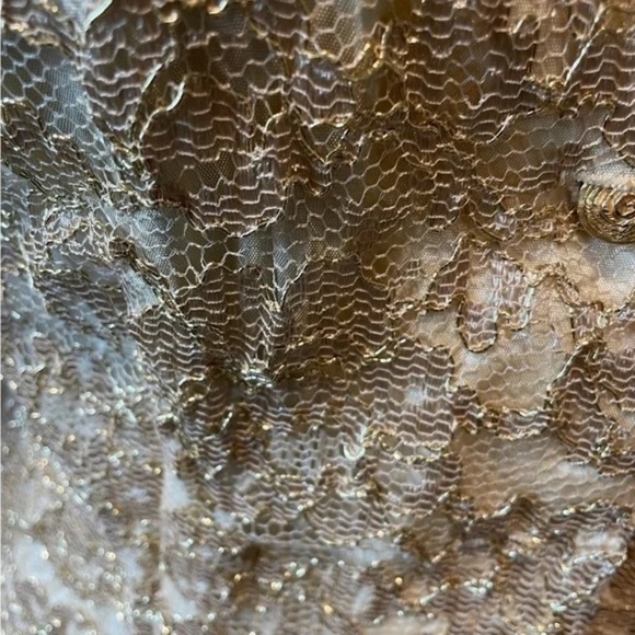 VINTAGE LISA MICHAELS GOLD LACE SEE THROUGH Women's SKIRT SUIT, SIZE 14 - Picture 7 of 9